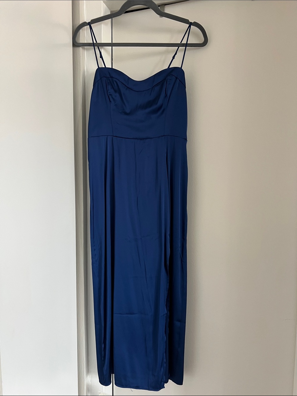 Abercrombie Navy Blue Satin Slip Dress with Spaghetti Straps